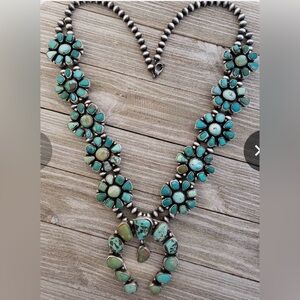 Turquoise Squash Blossom Naja Necklace
